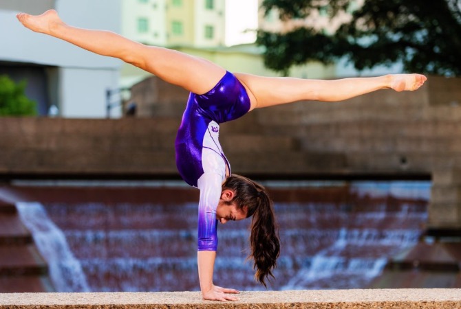 Abbie Moore doing a handstand